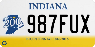 IN license plate 987FUX