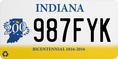 IN license plate 987FYK