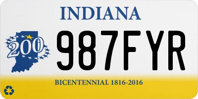 IN license plate 987FYR