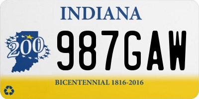 IN license plate 987GAW