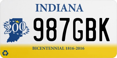 IN license plate 987GBK