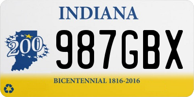 IN license plate 987GBX