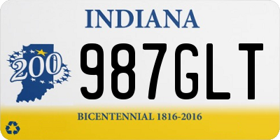 IN license plate 987GLT