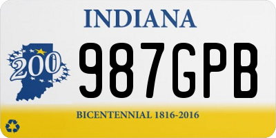 IN license plate 987GPB