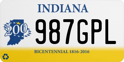 IN license plate 987GPL