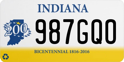 IN license plate 987GQO