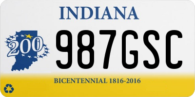 IN license plate 987GSC