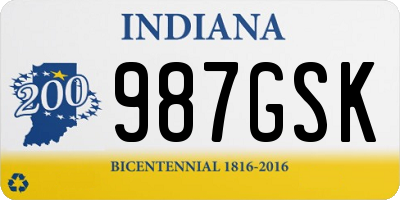 IN license plate 987GSK