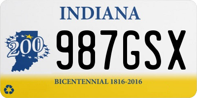 IN license plate 987GSX