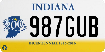 IN license plate 987GUB