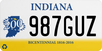 IN license plate 987GUZ