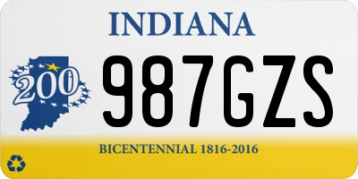 IN license plate 987GZS