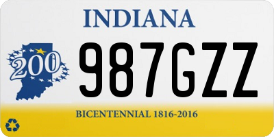 IN license plate 987GZZ