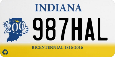 IN license plate 987HAL