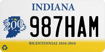 IN license plate 987HAM