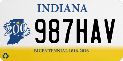 IN license plate 987HAV