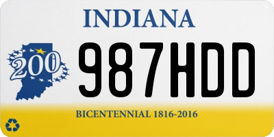 IN license plate 987HDD