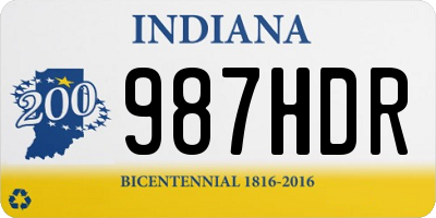 IN license plate 987HDR