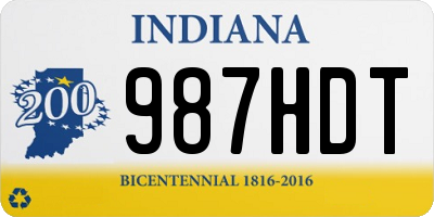 IN license plate 987HDT