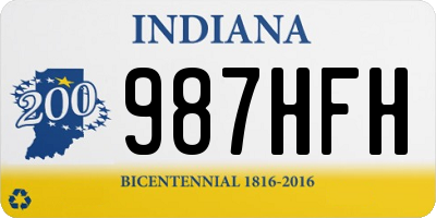 IN license plate 987HFH