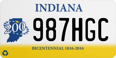 IN license plate 987HGC