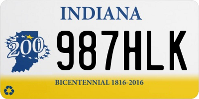 IN license plate 987HLK