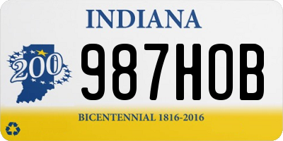 IN license plate 987HOB