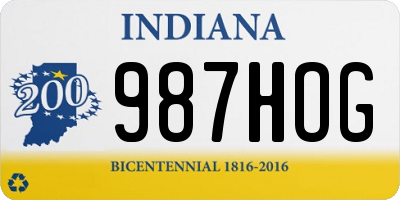 IN license plate 987HOG