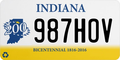 IN license plate 987HOV