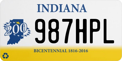 IN license plate 987HPL