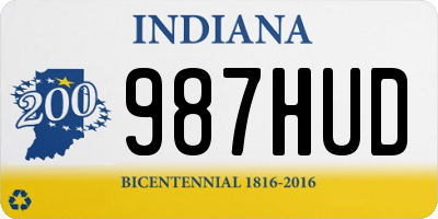 IN license plate 987HUD