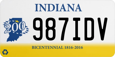 IN license plate 987IDV