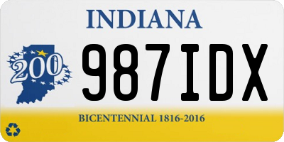 IN license plate 987IDX
