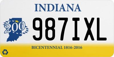 IN license plate 987IXL