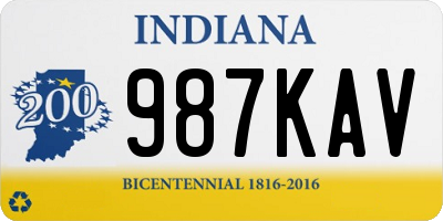 IN license plate 987KAV