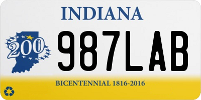 IN license plate 987LAB