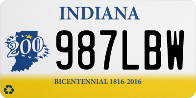 IN license plate 987LBW
