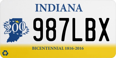 IN license plate 987LBX