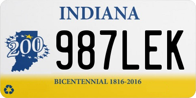 IN license plate 987LEK