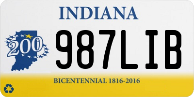 IN license plate 987LIB