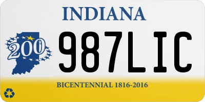 IN license plate 987LIC