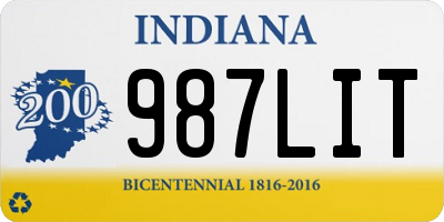 IN license plate 987LIT