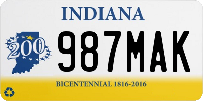 IN license plate 987MAK