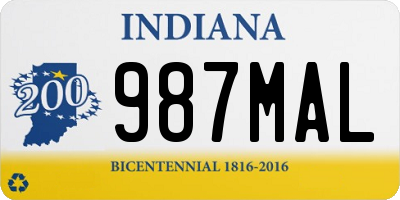 IN license plate 987MAL