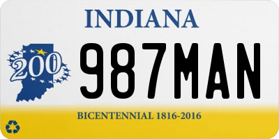 IN license plate 987MAN