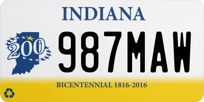 IN license plate 987MAW