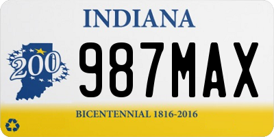 IN license plate 987MAX