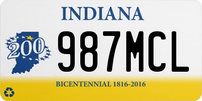 IN license plate 987MCL