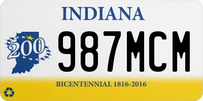 IN license plate 987MCM