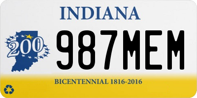 IN license plate 987MEM